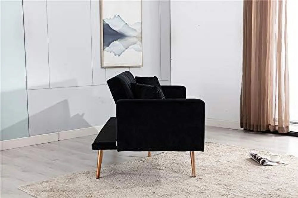 Pink Velvet Convertible Futon Sofa Bed E4246
