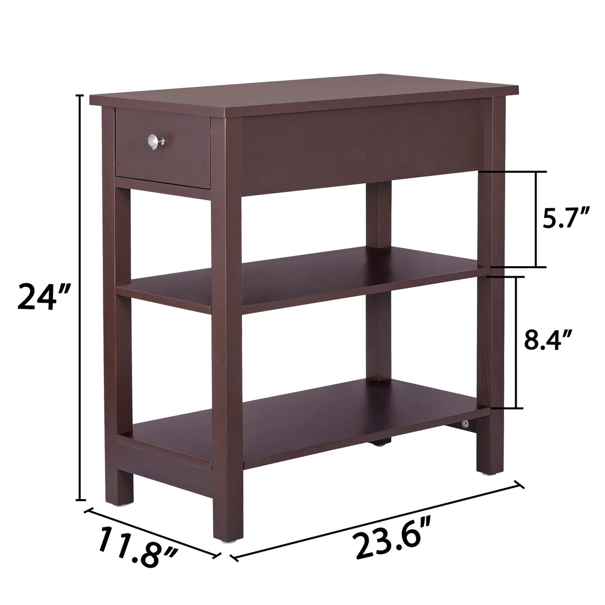 Set of 2 3-Tier Brown Side Table T10859