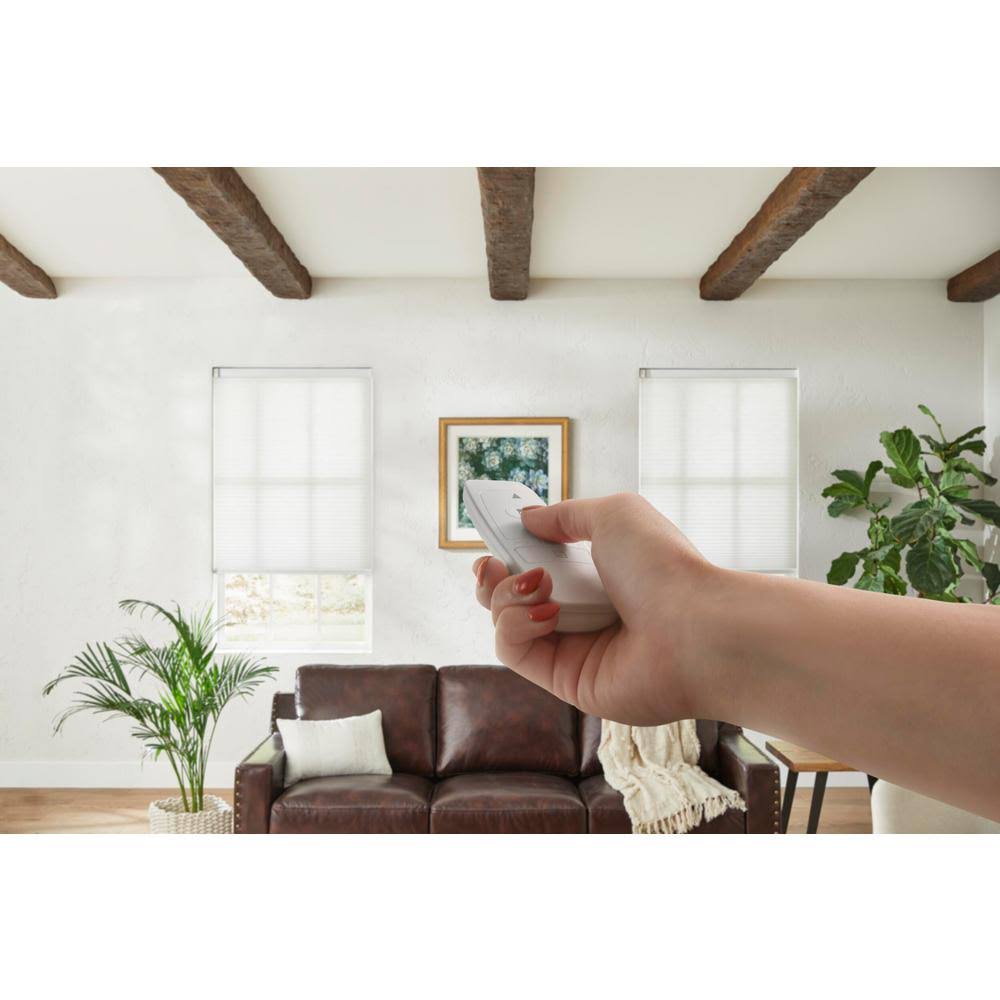 White Cordless Light Filtering Motorized Cellular Shade with Remote Control 70 in. W x 48 in. L S4592