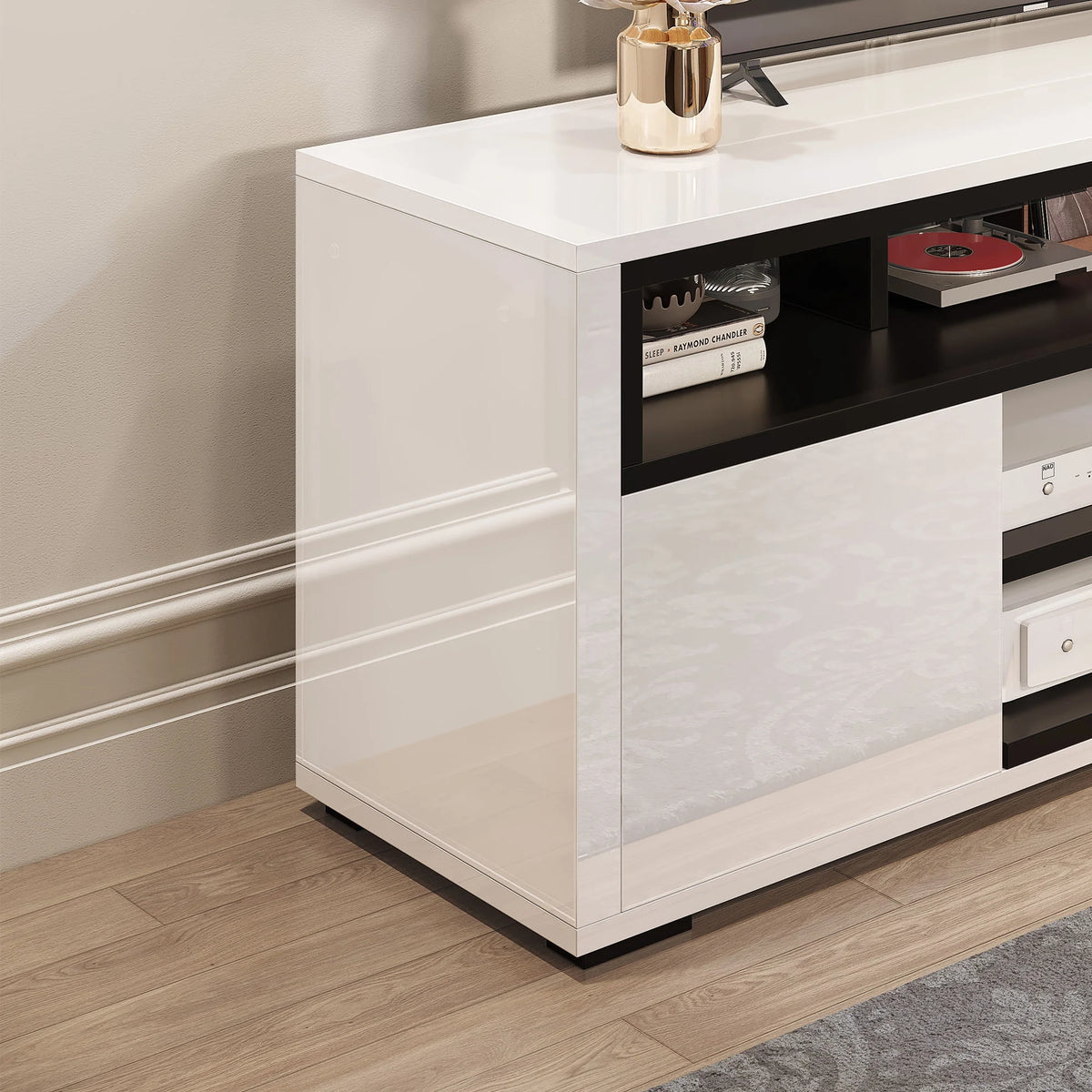 White High Gloss TV Stand with LED Lights I20775