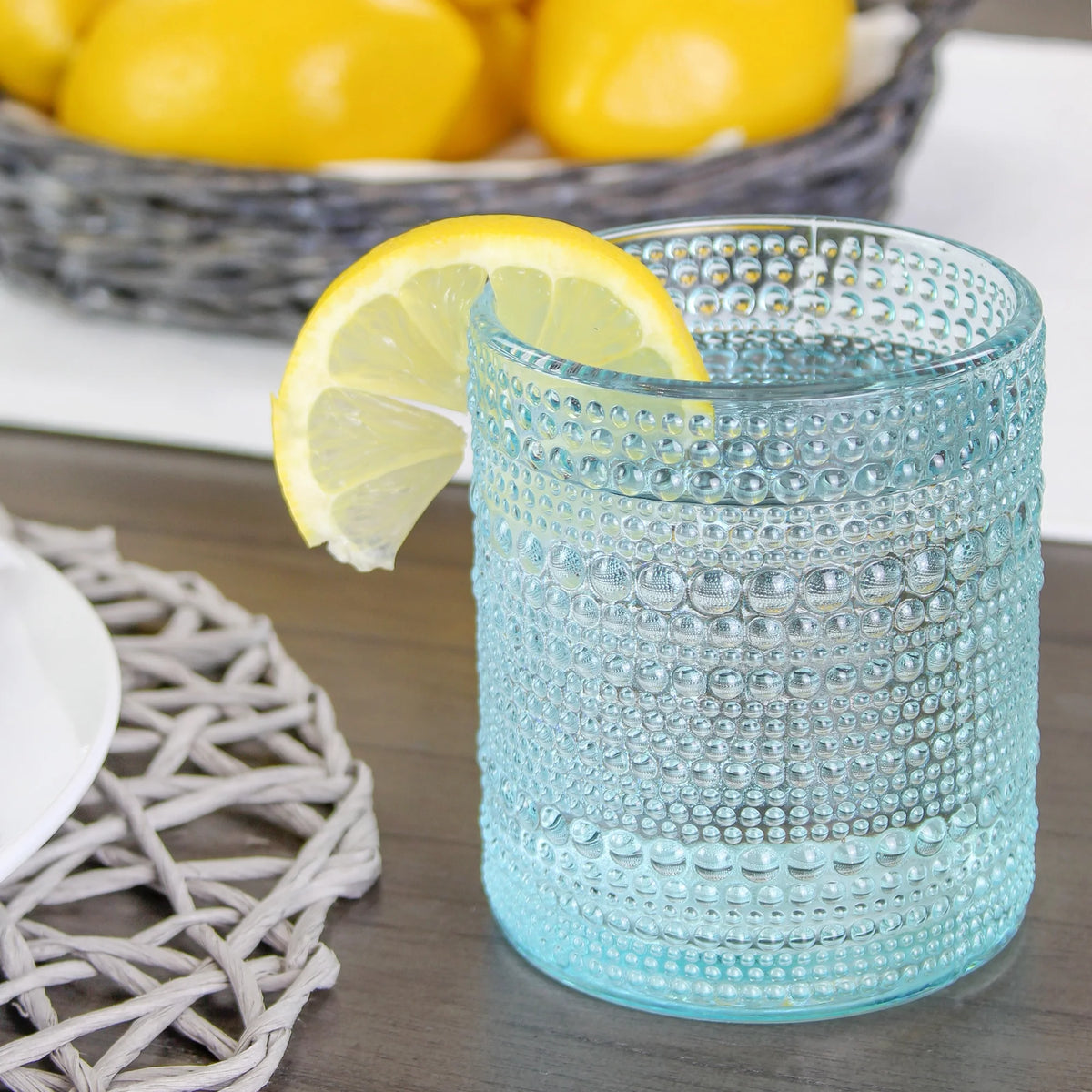 Blue 12oz 6pk Hobnail Drinking Glasses A531649