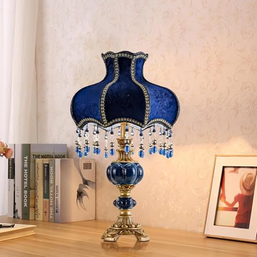 Fabric Lampshade Antique Varnished Resin Table Lamp V492578