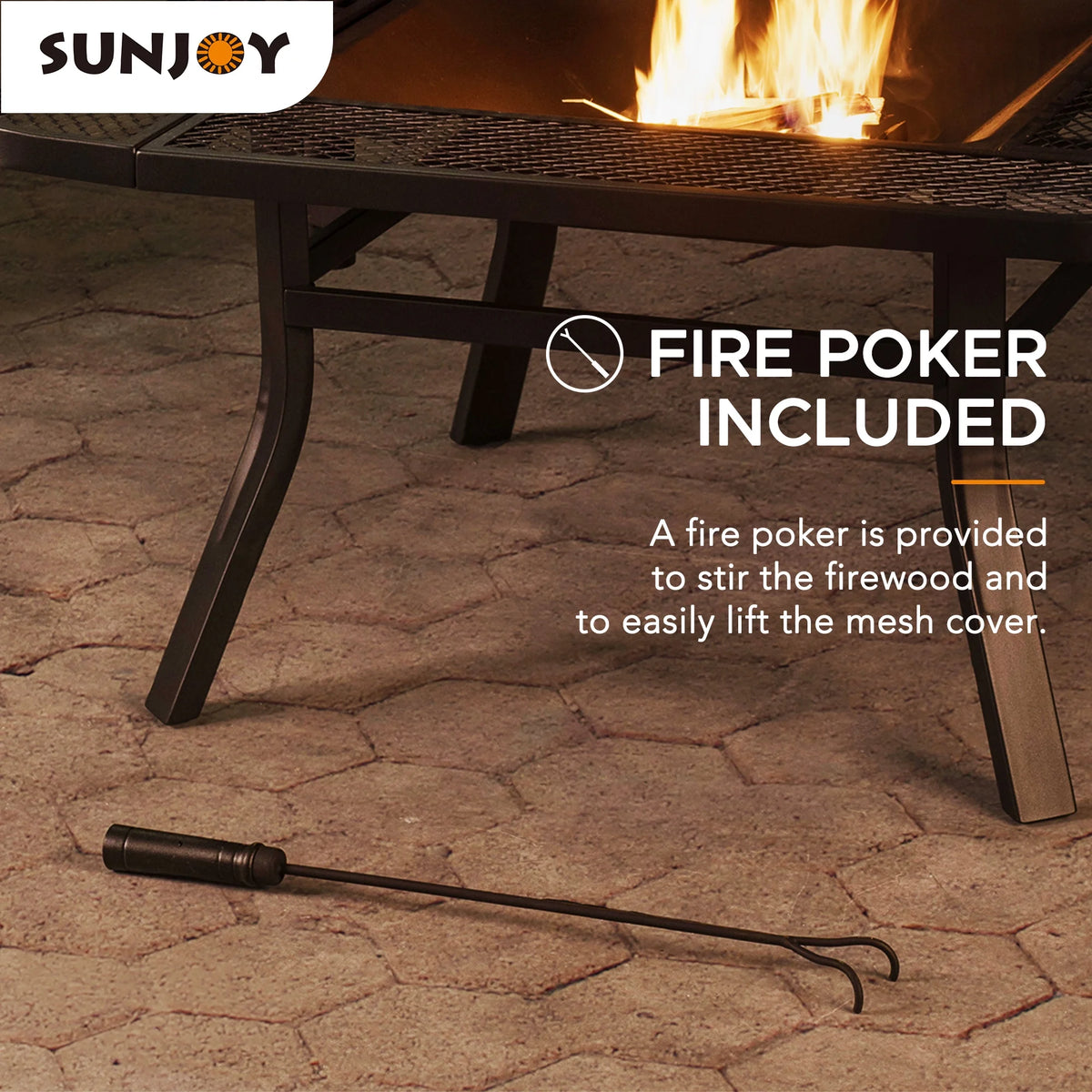 38 Inch Wood Burning Fire Pit with Adjustable Grill Grate and Fire Poker Y792