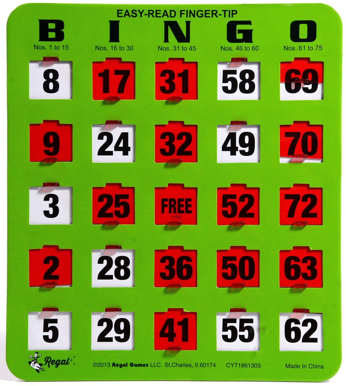 Green Bingo Heavy Duty 5 Ply Jumbo Shutter Slide Cards Z75396