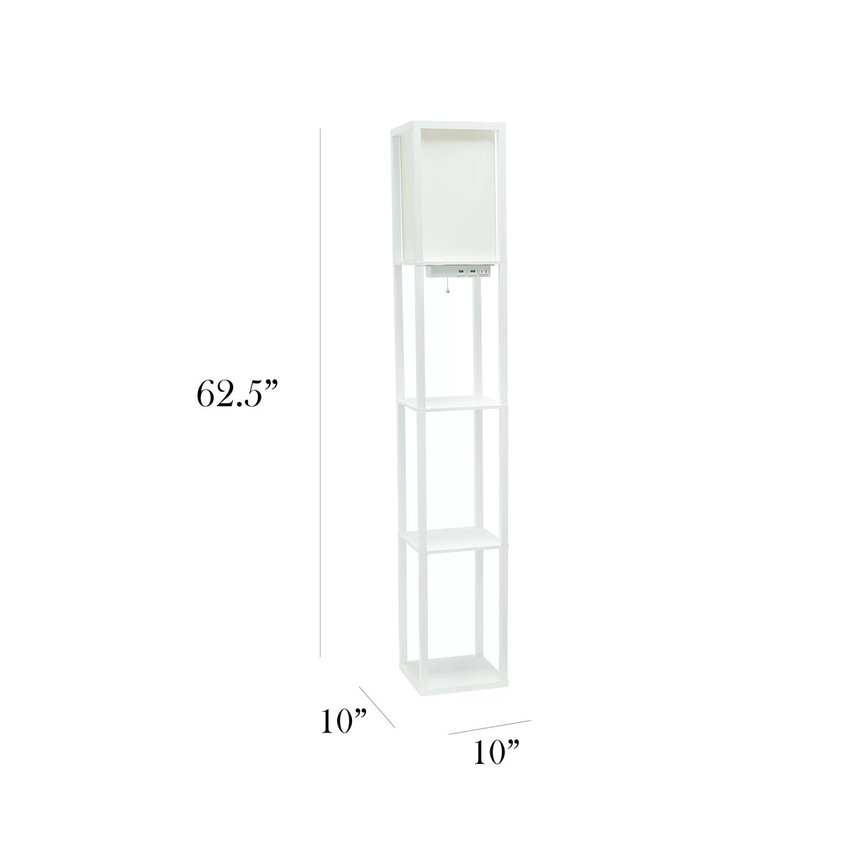Floor Lamp Etagere Organizer Storage Shelf with USB Charging Ports and Linen Shade A887