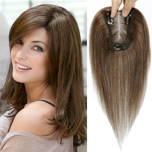 10 Inch Real Human Hair Toppers Swiss Base Clip in Hair Extensions X532888
