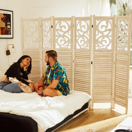 4 Panels Wood Carved Folding Room Divider O59066