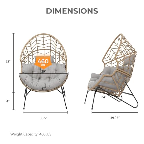 Oversized PE Wicker Egg Chair with Olefin Cushion and Stand F2680