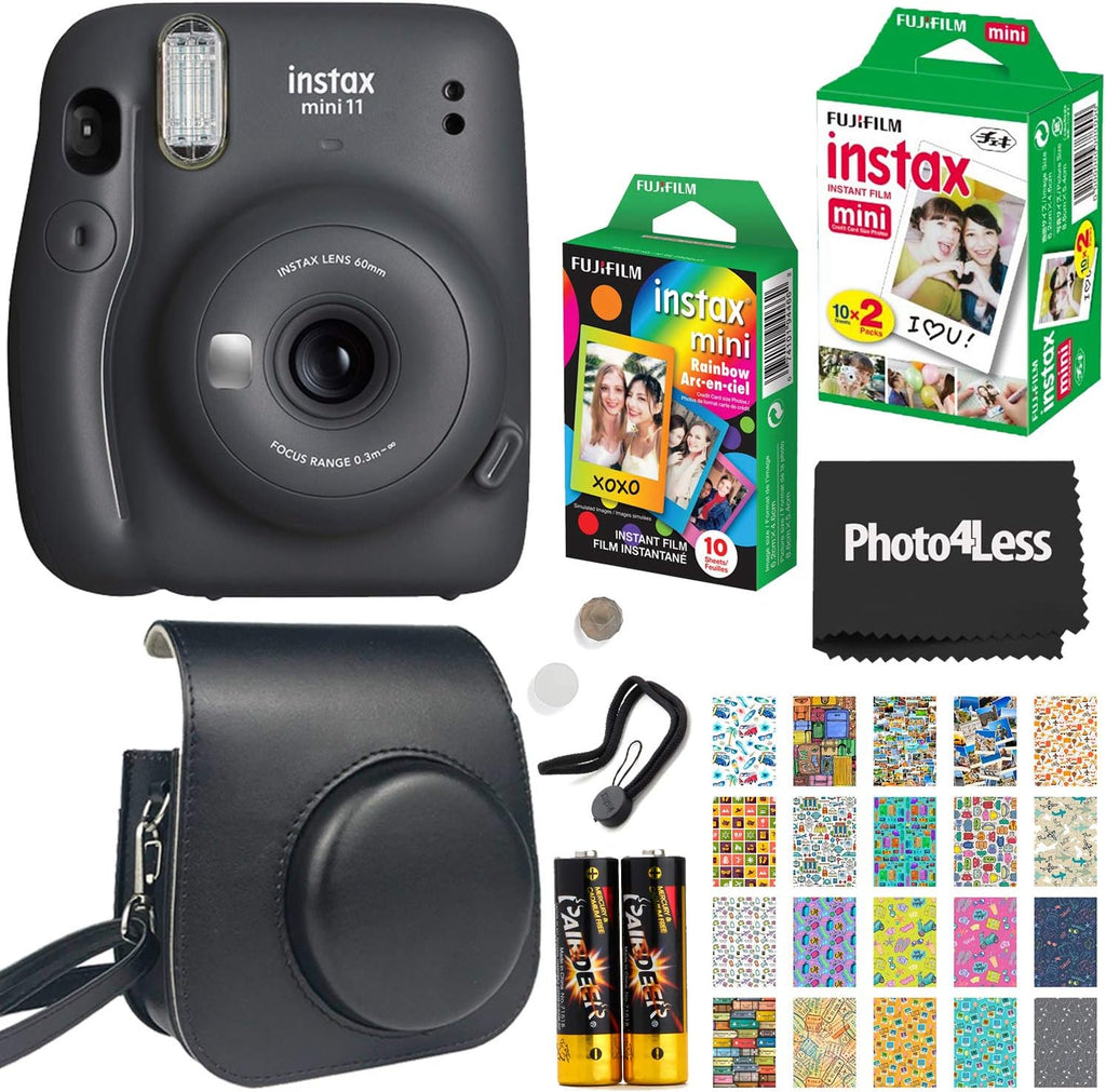 Lilac Purple Instant Camera with Twin Pack Film, Rainbow Film, Case and Travel Stickers N644421