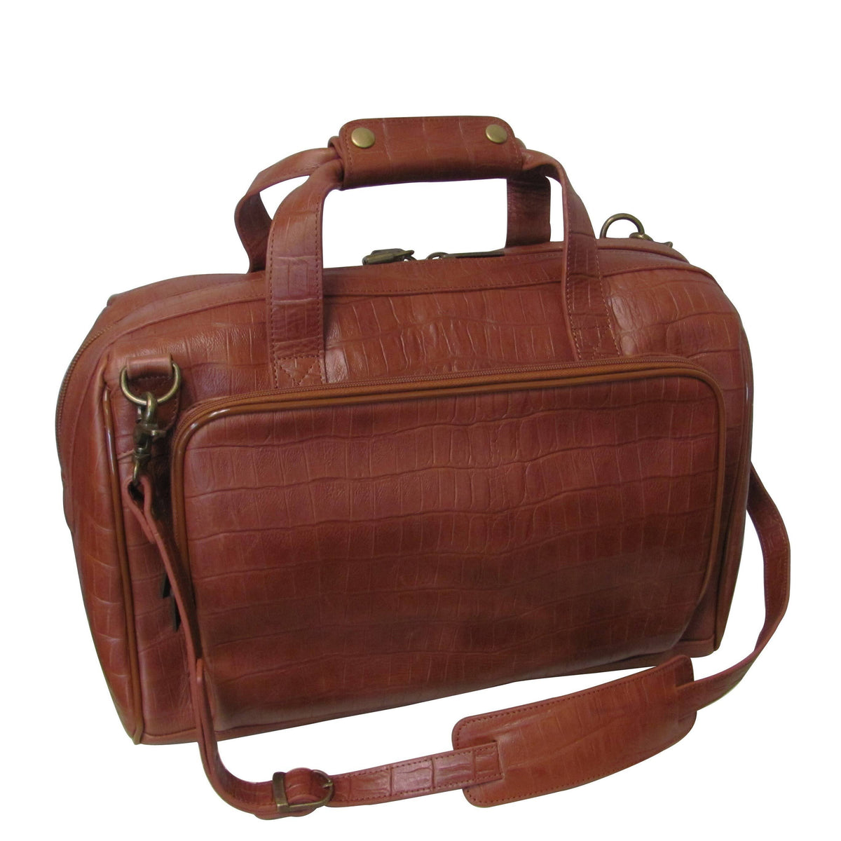 Brown Leather Carry-On Weekend Duffel U748298