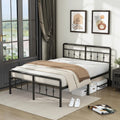 Queen Metal Platform Bed Frame with Headboard and Footboard J634413