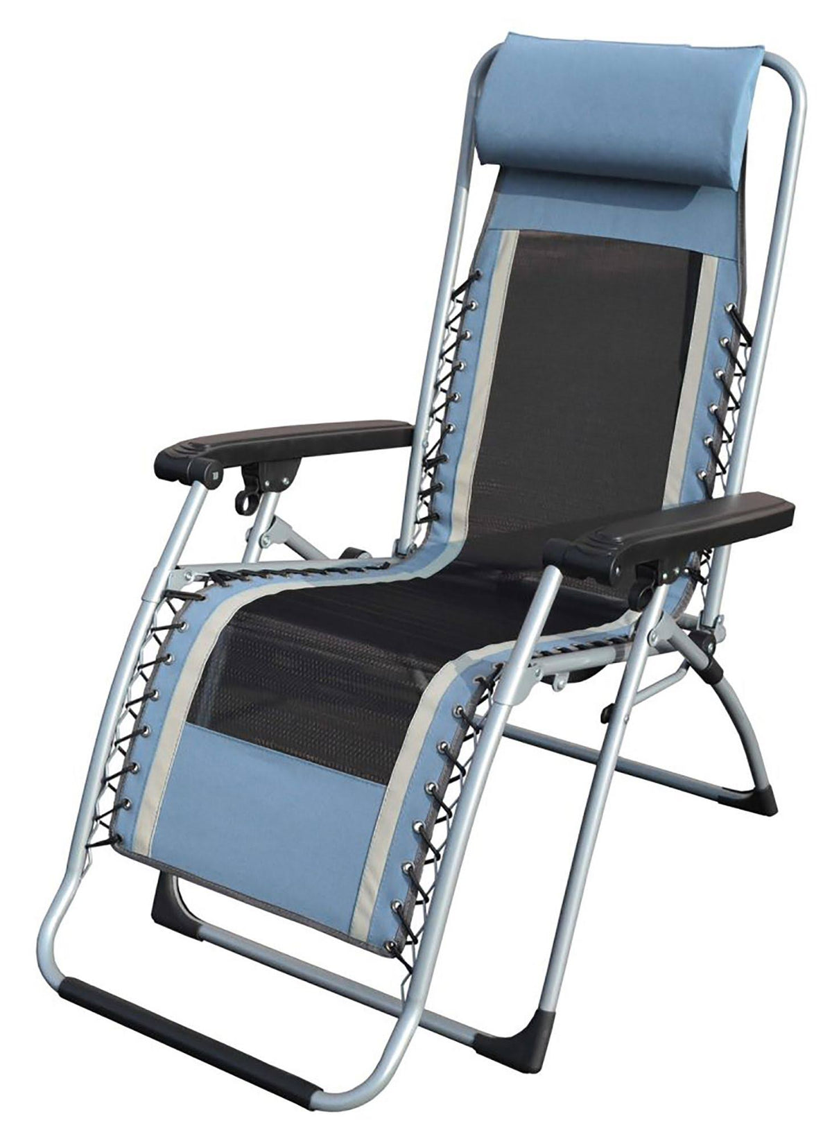 Blue/Grey Outdoor Recliner with Carry Strap J1619