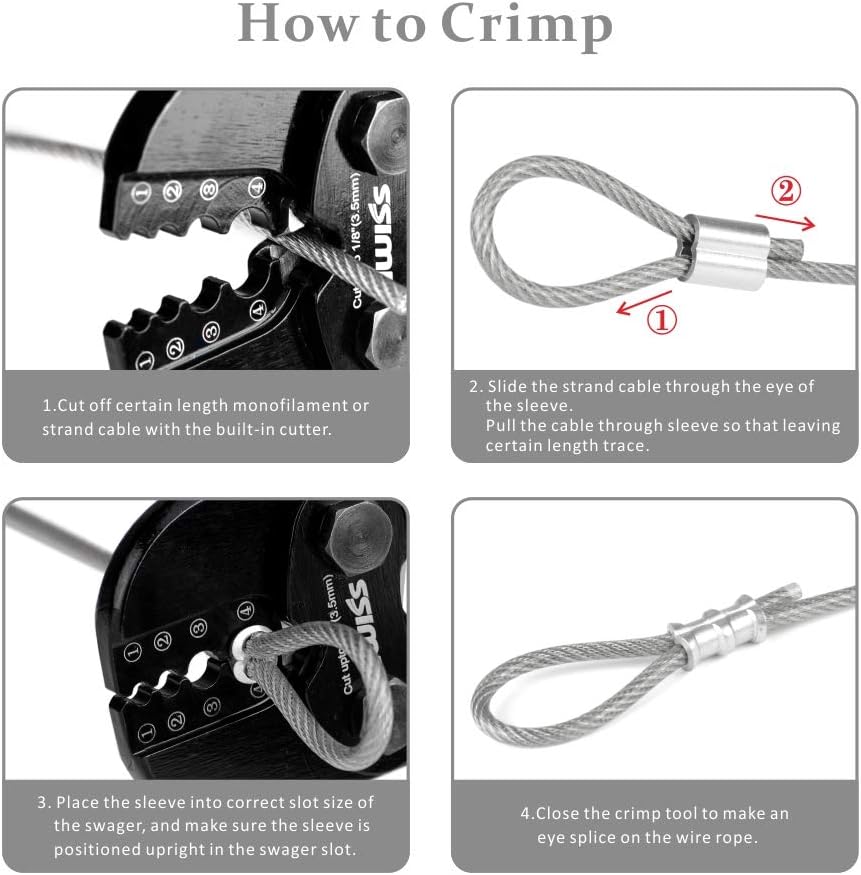 Swaging Tool Wire Rope Crimping Tools with Cable Cutter Pack of 2 P143