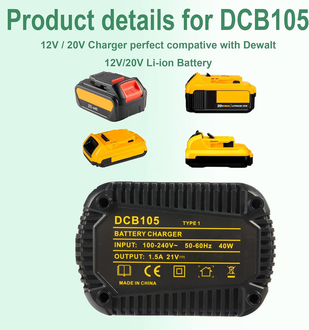 2Packs 20V 3.0Ah Battery and Charger Combo for Cordless Tools P297