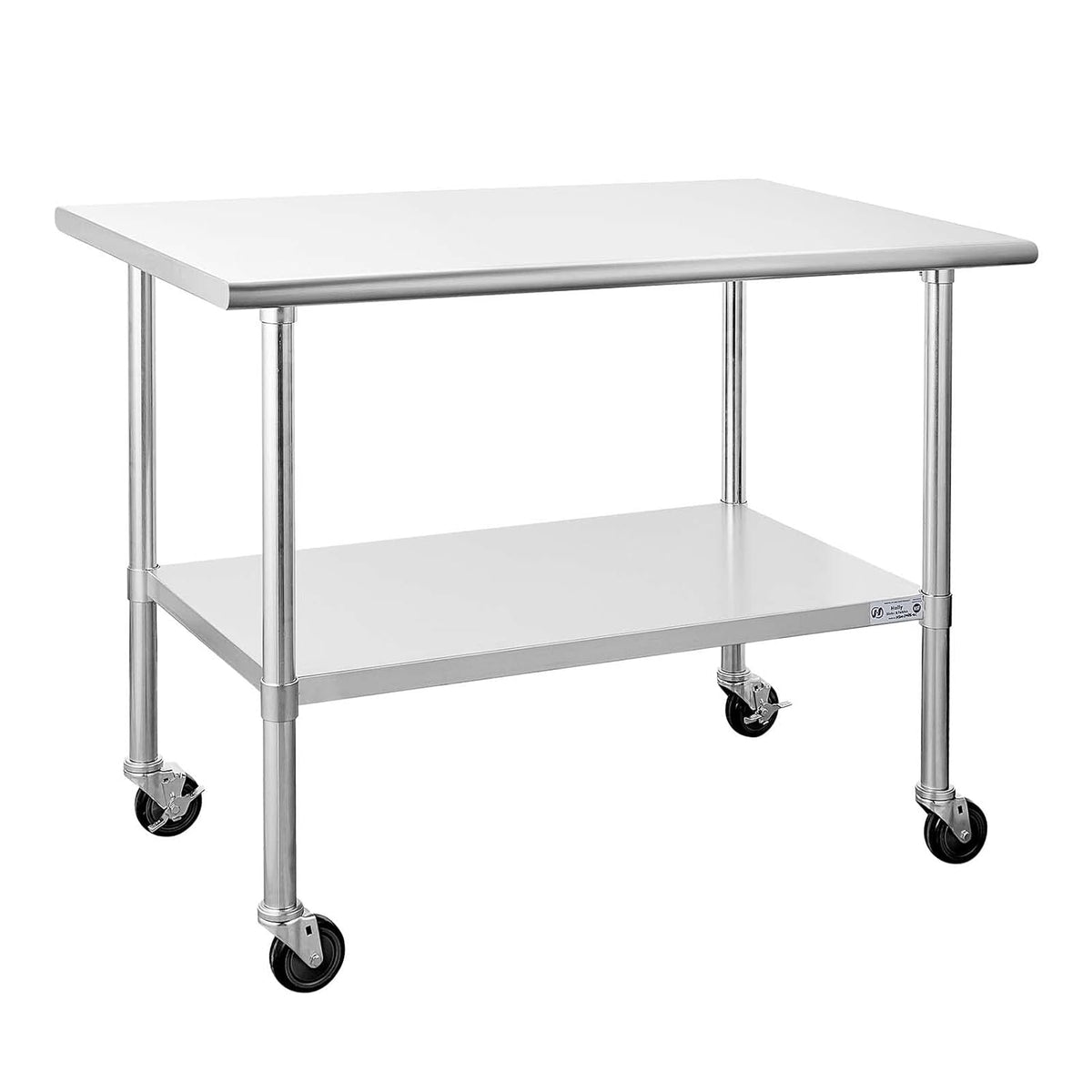 Stainless Steel Table 24 x 48 Inches with Caster Wheels and Undershelf E951