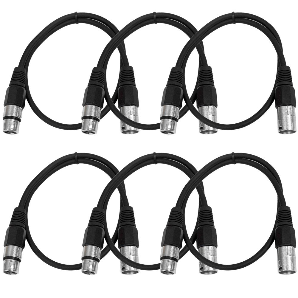 25' XLR Male to XLR Female Microphone Cables 6 Pack Y40741