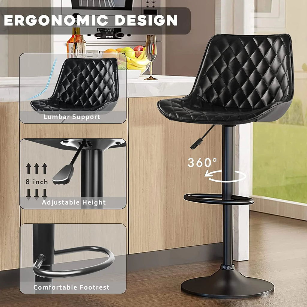Upholstered Adjustable Leather Bar Stools Set of 2 D11622