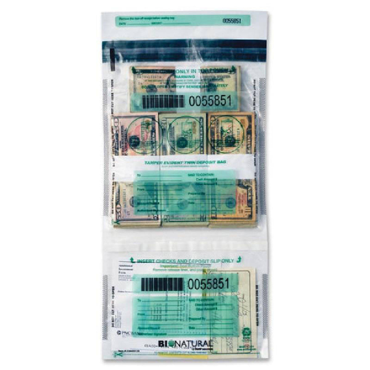 Clear Twin Deposit Cash Bags 100/Pack R104