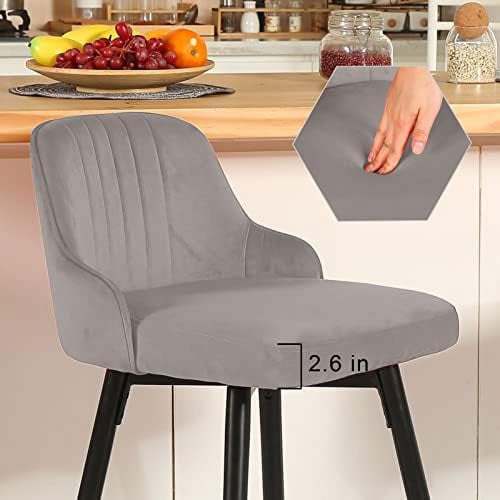 Gray Velvet Counter Height Swivel Stools Set of 2 M213256