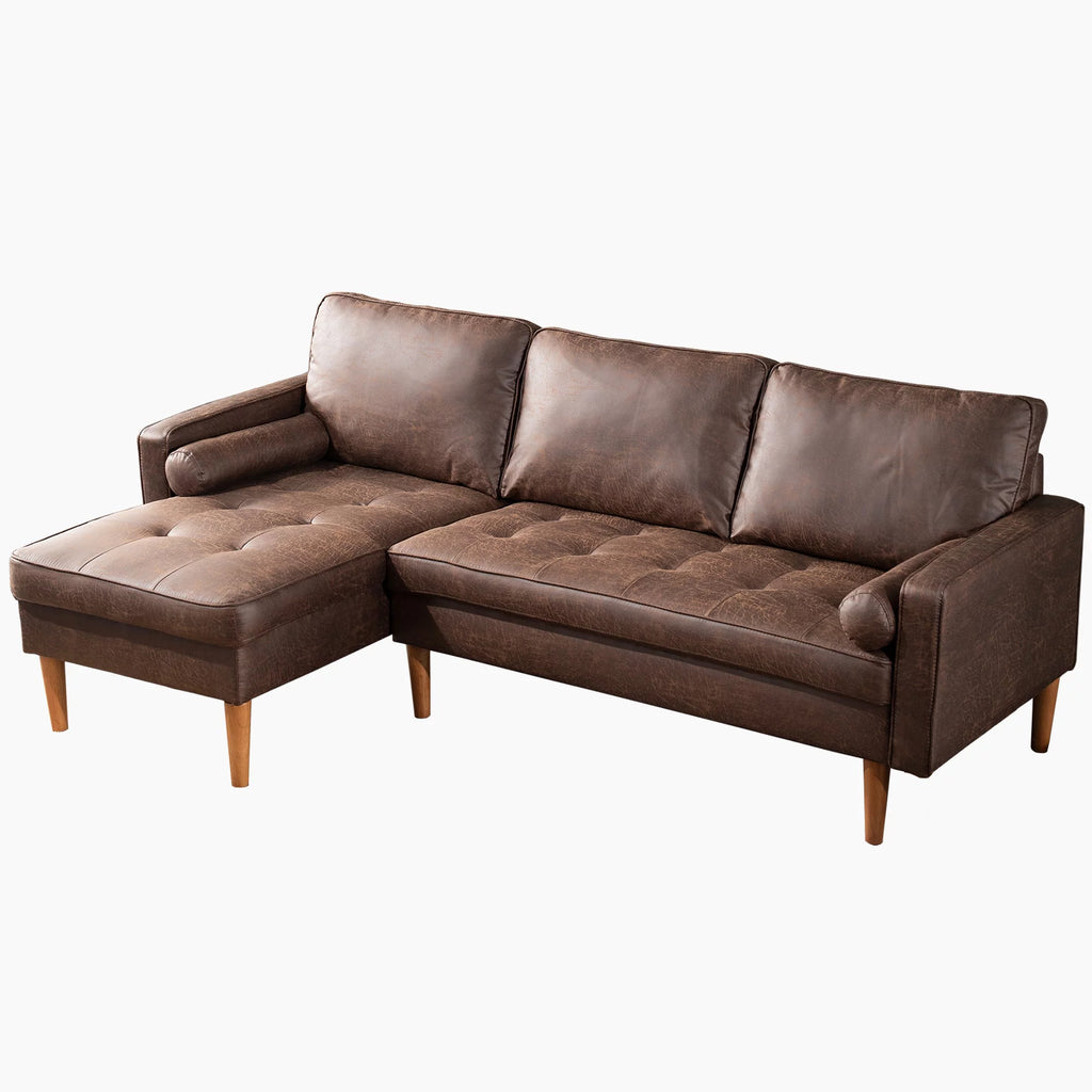 83 L Shaped Faux Leather Sectional Couch with Chaise E973044