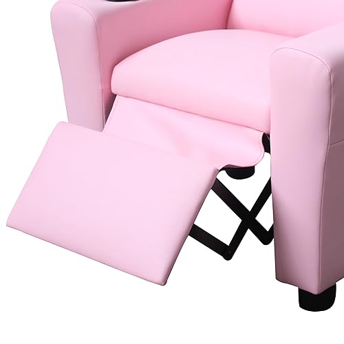 Pink PU Leather Kids Recliner Chair with Cup Holder S97175