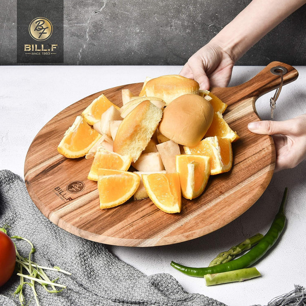 Acacia Wood Pizza Peel Cutting Board Cheese Paddle Board Bread and Crackers Platter with Handle 16 x 12 x 0.5 Inch Pack of 2 R388985