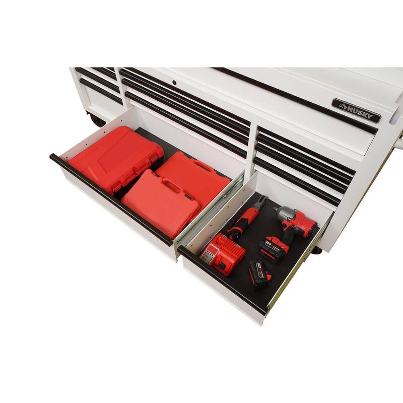 72 in. W Heavy Duty Matte White Mobile Workbench Cabinet with Wood Top N2786