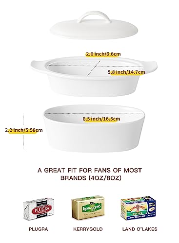 Porcelain White 3pcs Large Butter Dish with Lid R99923
