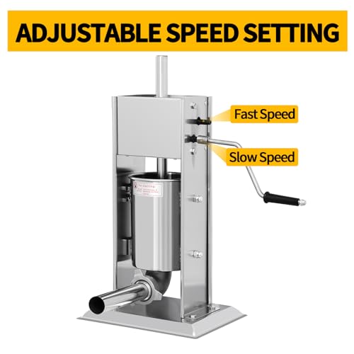 7L/14LB Stainless Steel Manual Sausage Stuffer with 5 Stuffing Tubes W377