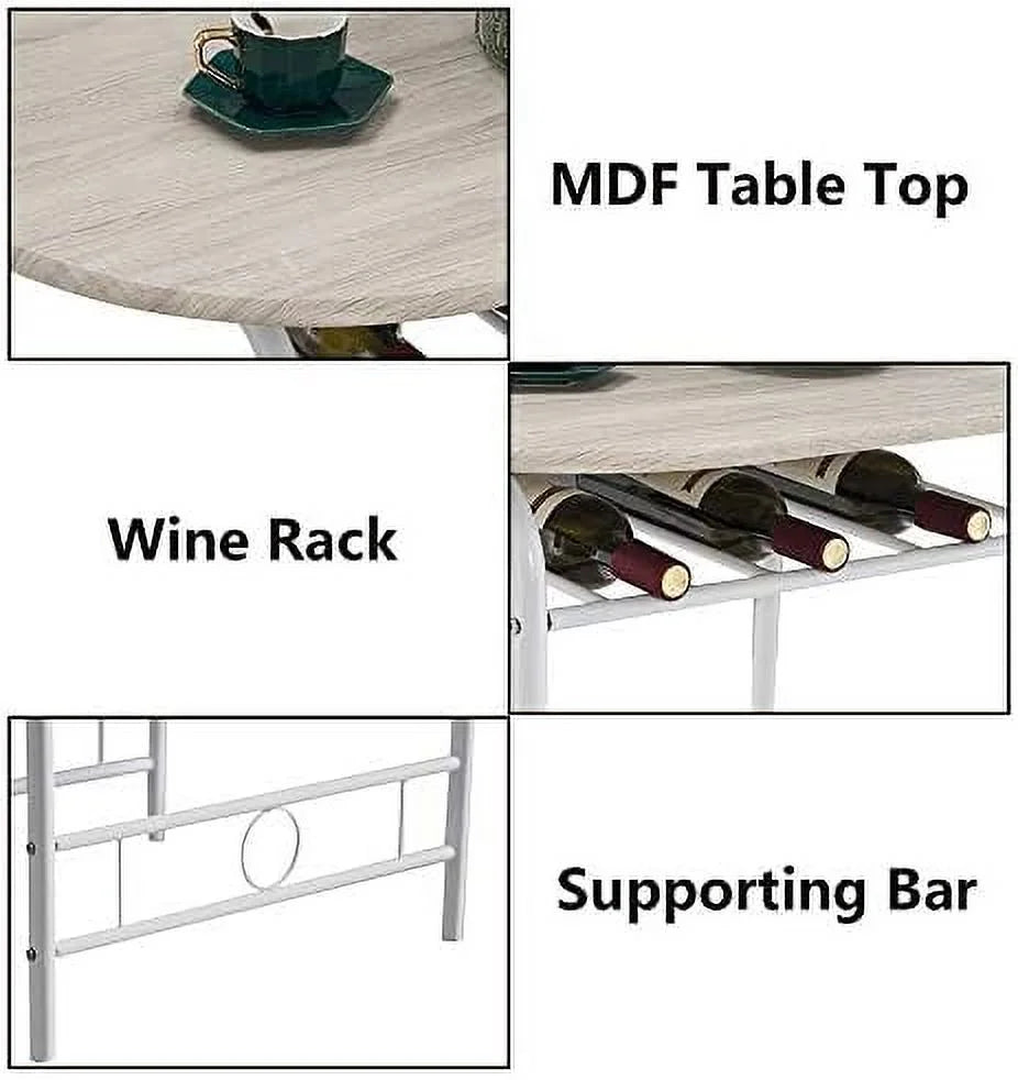 Compact Dining Table Set with Rack (Oak and White) R759369