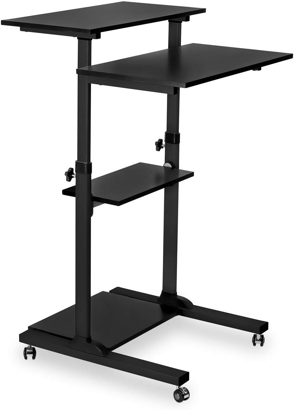 Height Adjustable Mobile Standing Desk with 27.5 Inch Platform J143559