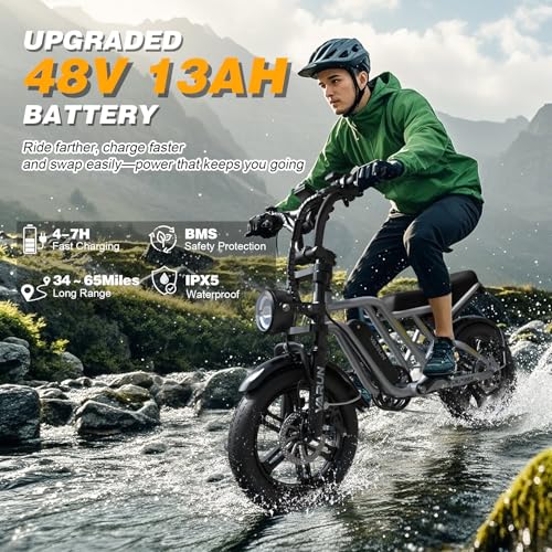 Electric Bike 750W 48V 13Ah Battery 20" Fat Tire B635142