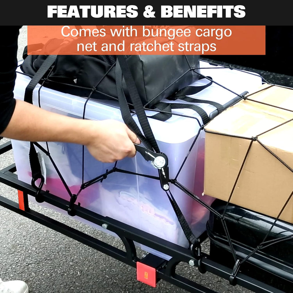 Hitch Mount Cargo Carrier with Net and Strap T88643