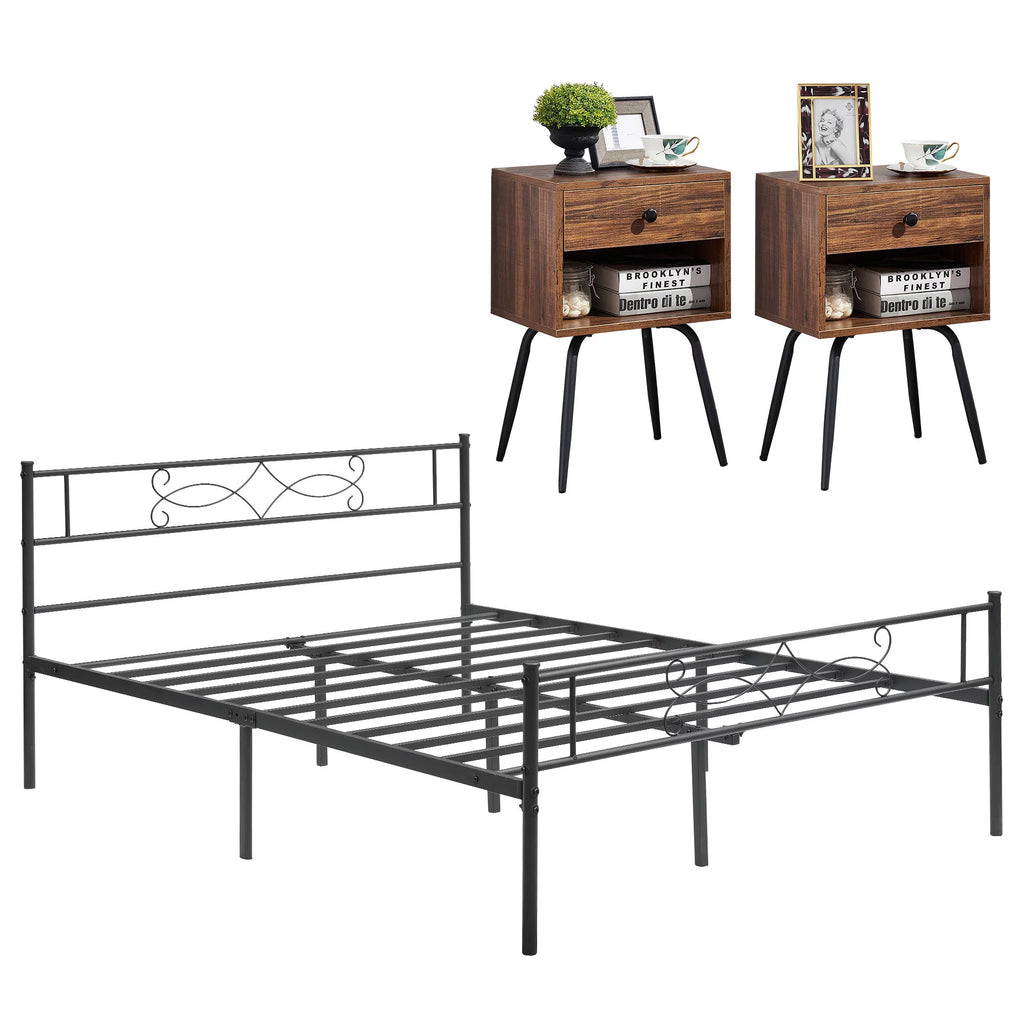 3-piece Full Size Bed Frame and Nightstands Z209