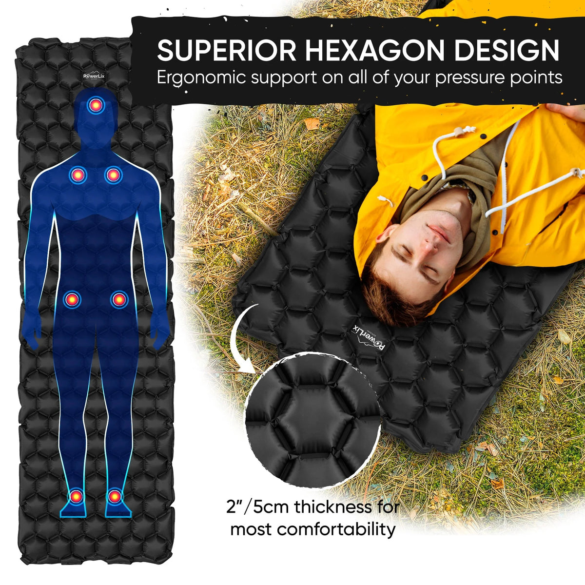 Ultralight Compact Inflatable Camping Sleeping Pad Navy Blue Z95668