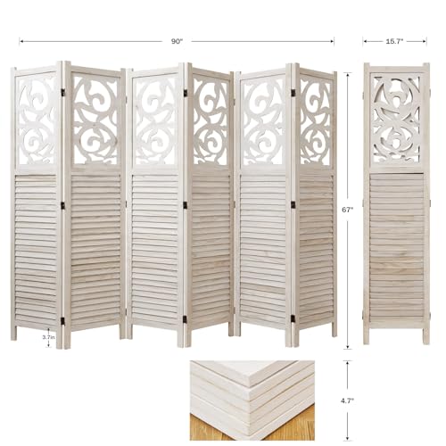 4 Panels Wood Carved Folding Room Divider O59066