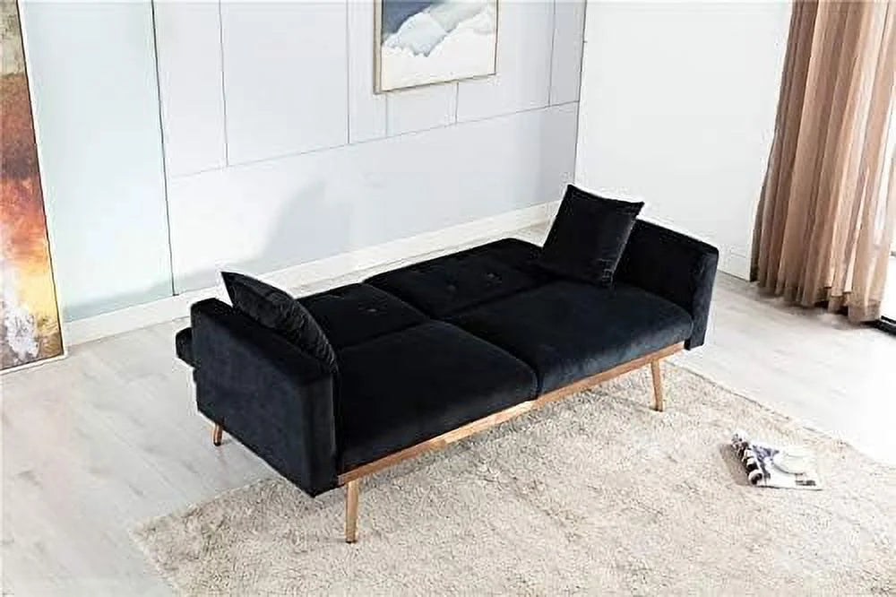 Pink Velvet Convertible Futon Sofa Bed E4246