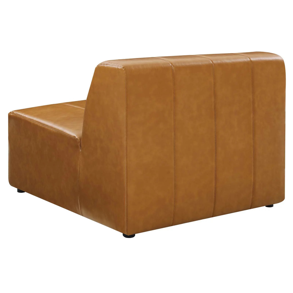 Tan Faux Vegan Leather Sofa Middle Chair O281850