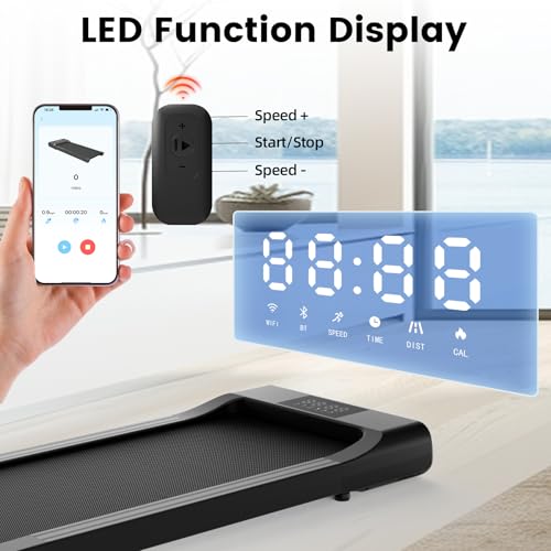 Smart Walking Pad, Under Desk Treadmill, 2 in 1 Portable Compact Desk Treadmill with Remote Control LED Display U3447