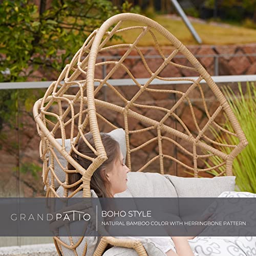 Oversized PE Wicker Egg Chair with Olefin Cushion and Stand F2680
