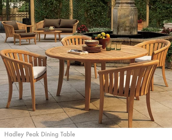 Grade-A Teak 5 Pc Outdoor Dining Set with 52" Round Table and 4 Arm Chairs W1580