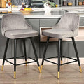 Gray Velvet Counter Height Swivel Stools Set of 2 M213256