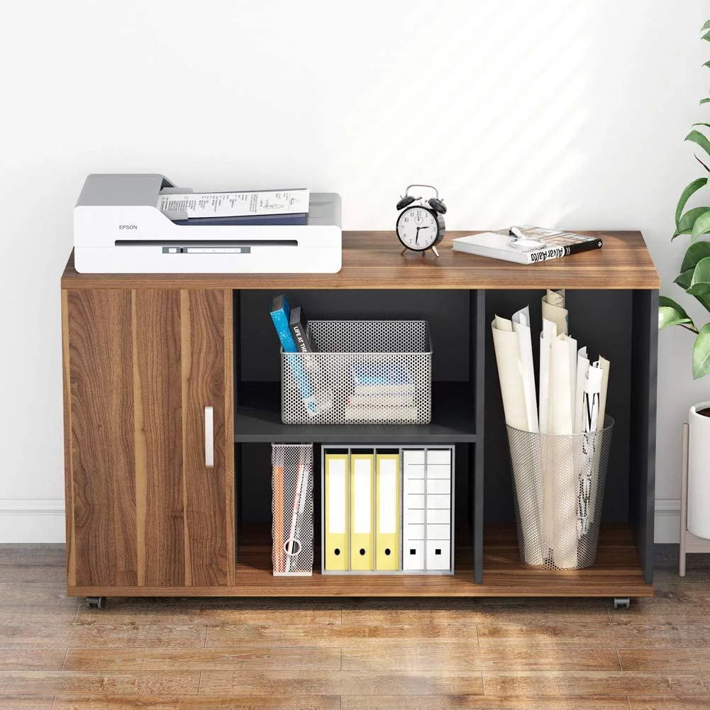 55 inch L-Shaped Computer Desk with File Cabinet P2028