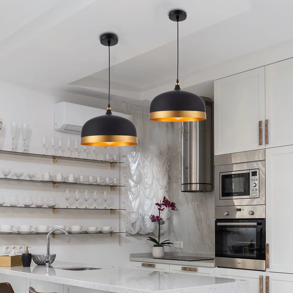 Black and Gold Metal Pendant Light Q951753