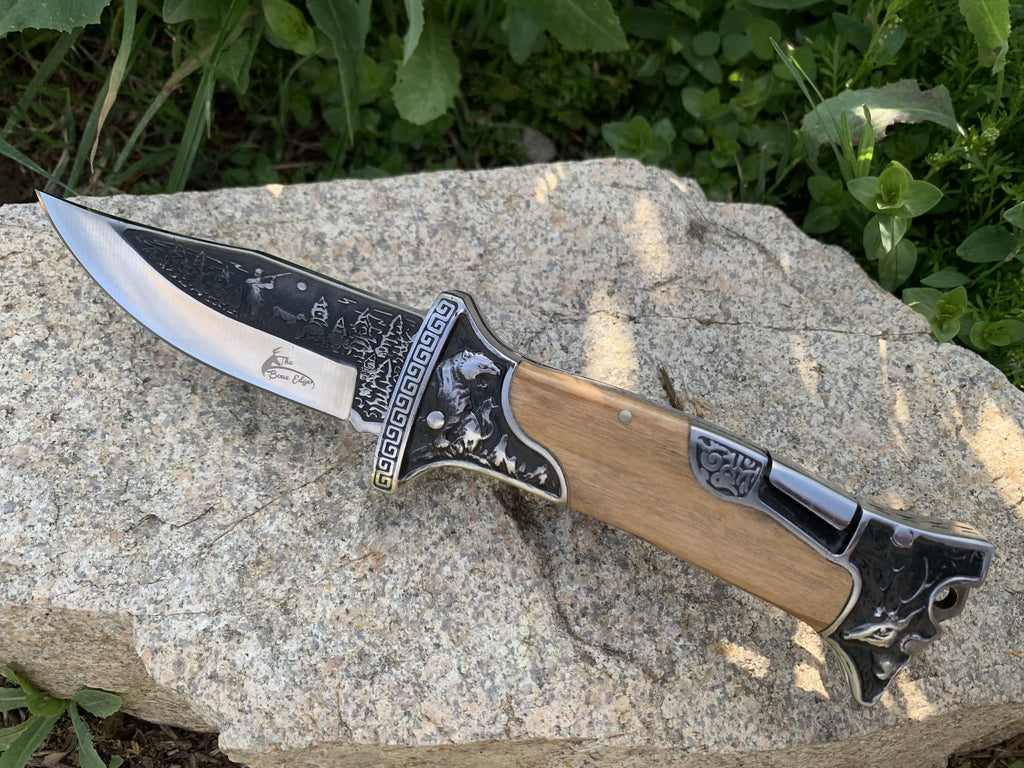 9" Engraved Folding Pocket Knife T9247