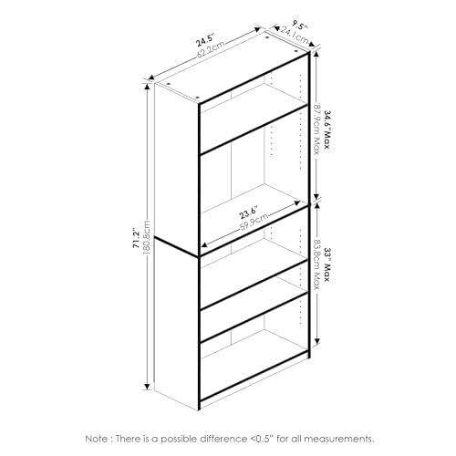 5-Shelf Black Bookcase S657972