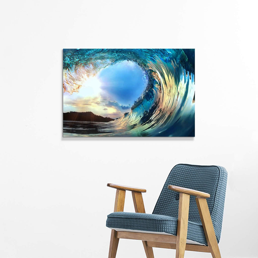 Rolling Ocean Waves Tropical Seascape Sunset Wall Art F6507