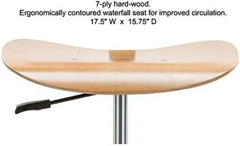Wood Rolling Pneumatic Chair Adjustable Back and Seat V730350
