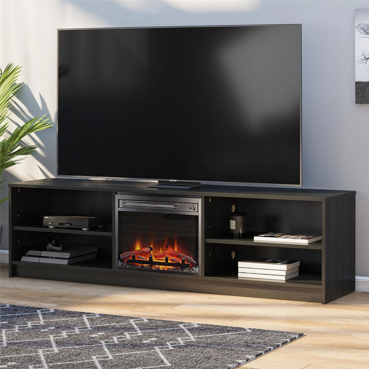Black Oak Fireplace TV Stand R158856