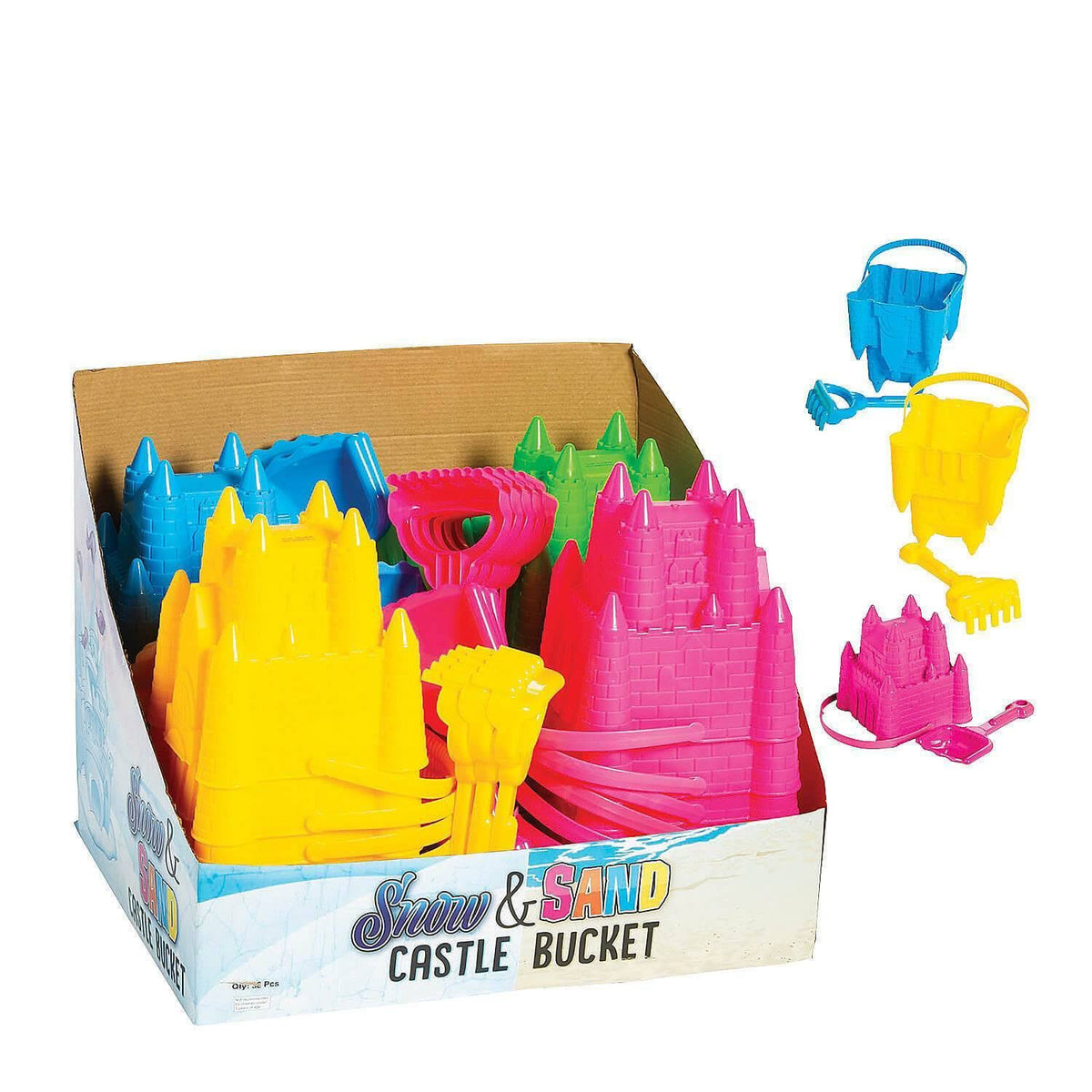 Sand Castle Buckets with Shovel or Rake Pack of 36 O3919